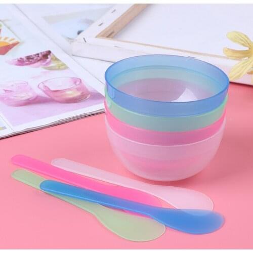 1Set Hot Sale Homemade DIY Plastic Film Bowl With Mask Spoon Stick Set Face Mask Bowl Makeup Beauty