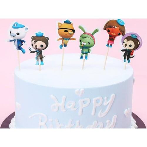 24pcs/lot The Octonauts Theme Baby Shower Cake Picks Decoration Cupcake Toppers Supplies Happy Birthday Party Boys Kids Favors