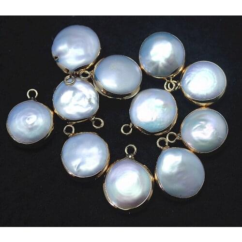 4pcs white cultured pearl pendant round shape size 15mm cultured pearl necklace pendants diy beads findings top fashion items