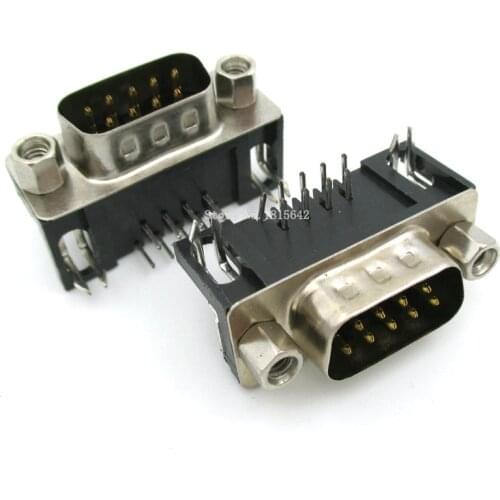 5PCS/LOT RS232 DB9 DR9 male 9-pin serial port male 9-pin male connector curved legs welded plate