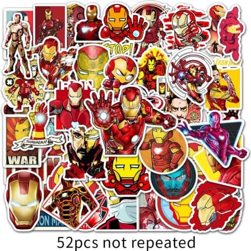 52 pcs/set disney iron man stickers cartoon anime figure model marvel Graffiti Waterproof stickers kids Toy decoration sticke