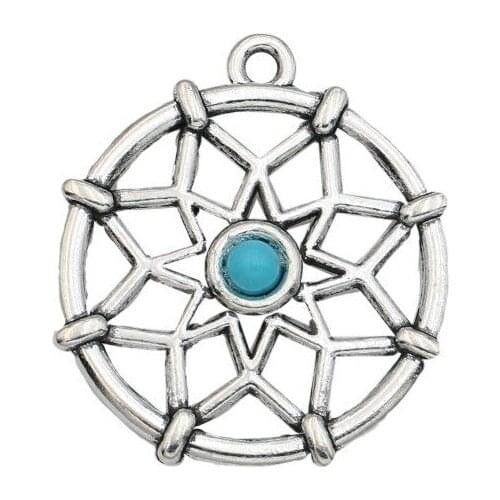 6pcs Tibetan Silver Plated Dreamcatcher Charms Pendants for Jewelry Making DIY Handmade Craft 31x27mm