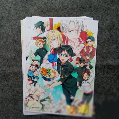8pcs/set Anime YURI!!! on ICE Cartoon Printed Poster Cosplay Prop Home Wall Decor for Women Men New Year Gift 42cmX30cm