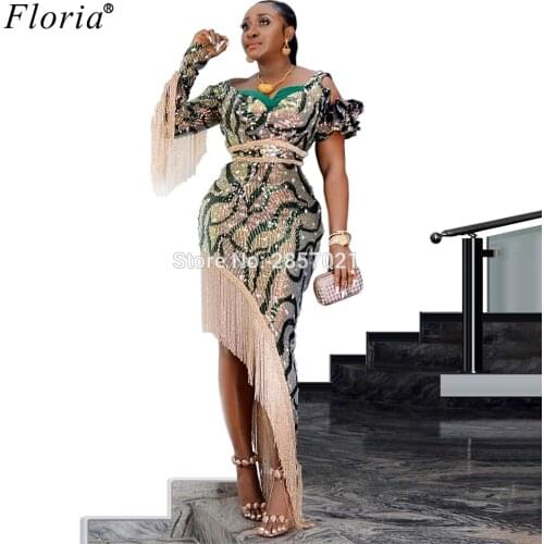 Plus Size African Evening Dresses 2020 Long Mermaid Indian Evening Gowns Robe De Soiree Special Sequins Prom Dresses Party