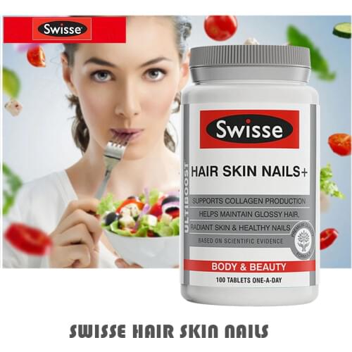 Australia Swisse Hair Skin Nails 100 tabs Collagen for Women Glossy Hair Radiant Skin Healthy Nails Strength Antioxidant Support