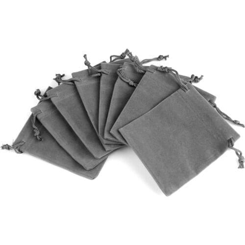5Pcs/lot Deep Gray Velvet Bag Large Size Jewelry Packing Drawstring Pouches Gift Bags For Wedding Party Can Customized