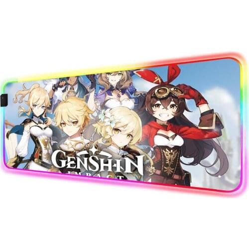 Mairuige Large Mouse Pad Genshin Impact RGB Otaku Desktop Game Accessories LED Carpet Mouse Xxl Computer Desk Mousepad 900x400mm