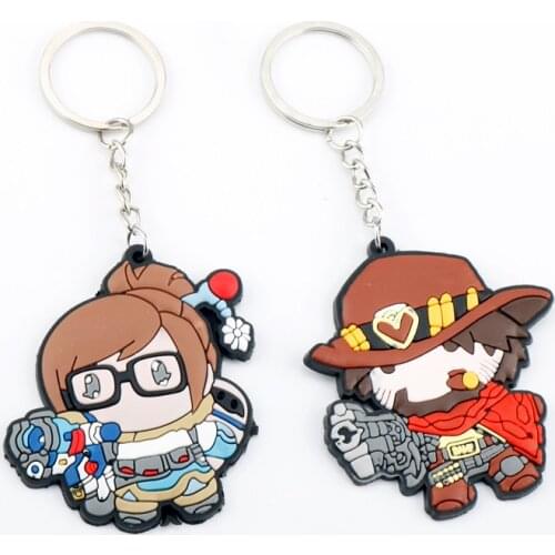 Game Jesse·Mccree Mei Figure Keychains Cute Game Jewelry OW PVC Keyring Hunter Key Ring Holder Bag Car Key Chains Women Men Gift