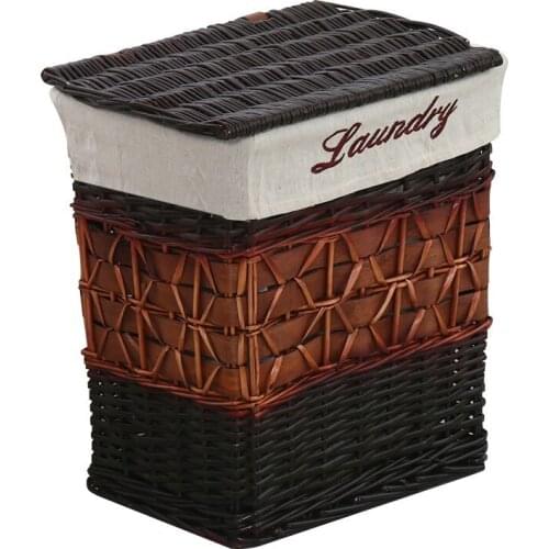 Household Wicker Box Dirty Clothes Basket Woven with Cover Wicker Basket Plant Basket Laundry Basket Storage Box Organizer