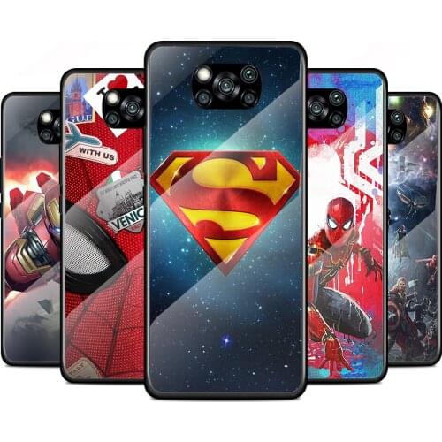Avenger Marvel Superhero Tempered Glass Cover For Xiaomi Poco X3 NFC F3 M2 X2 F2 Redmi K20 K30 K40 Pro Plus Phone Case