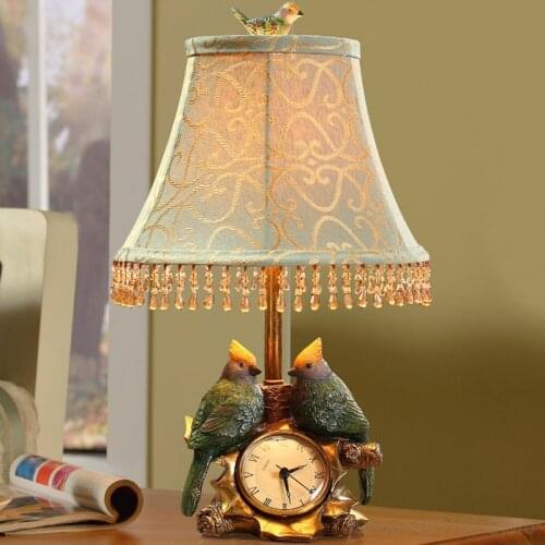 Resin Bird Art Deco Table Lamp for Living Room Nordic Home Deco Bedroom Bedside Bird Desk Lamp Fabric Modern Led Light Fixture