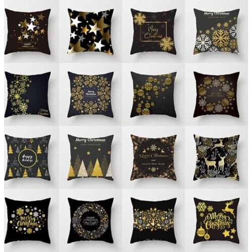 Decorative Pillow Case Christmas Cushion Cover Decorative Pillow Case Eco-Friendly Gold Sofa Seat Case Car Pillowcase