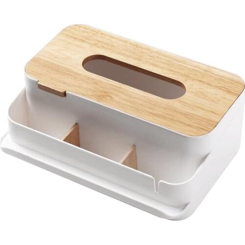 Wooden Cover Tissue Box Paper Box Multi-Function Storage Box Home Car Napkins Holder Case Paper Towel Holder Suitable