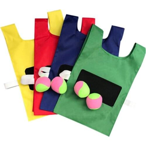 Kids Outdoor Sport Game Prop Vest Sticky Jersey Vest Game Vest Waistcoat With Sticky Ball Throwing Toys For Kid Sports Toy TSLM1