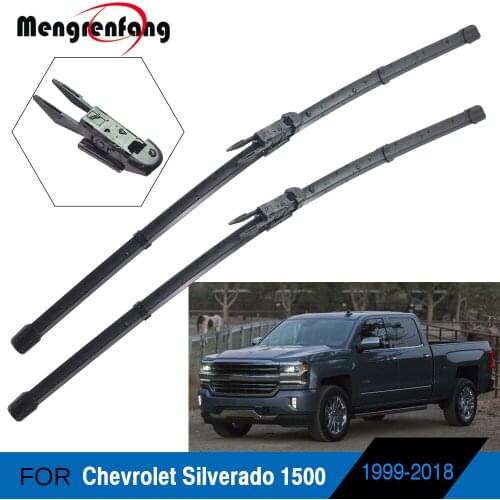 For Chevrolet Silverado 1500 Car Front Windscreen Wiper Soft Rubber Wiper Blades Pinch Tab & J Hook & Push Button Arms 1999-2018