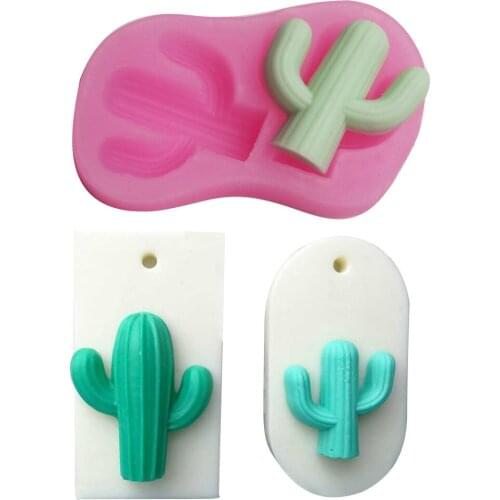Two-hole cactus tree shape DIY Gypsum Perfume Mold Aromatherapy Wax Mold Car Cake Tool Baking Tool Silicone Mold