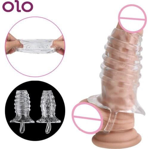 Crystal Penis Extender Penis Cock Ring Delayed Ejaculation Dildo Enlargement Reusable Condom Sex Toys For Men