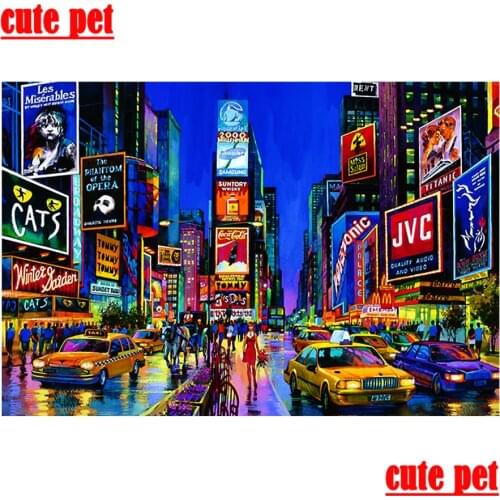 Diy New York Times Square wallpaper Decorative painting artwork 5d diamond painting square drill round diamond Mosaic embroid