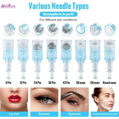 Fast shipping 50pcs X5 Microneedling Neeedle Cartridge 9/12/24/36/42pin Nano Needles Derma Pen New Meso Therapy MTS Dr pen