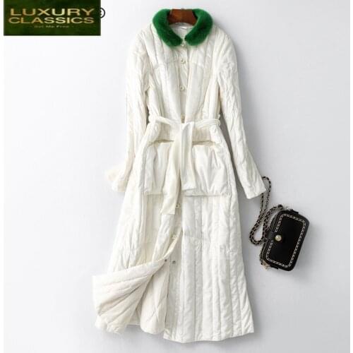 Mink Fur Collar Real Duck Down Coat Female Winter Clothes 2021 Korean XLong Warm White Duck Down Jacket Parka Hiver 18072