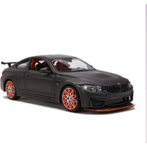 Maisto 1:24 Diecast M4 GTS Sport Car Grey Orange High Simulation Vehicle Alloy Metal Model Car