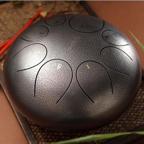 Hluru C Musical Instruments Hollow Steel Ethereal Tongue drum Beginner 8 notes 12 inch Percussion Instrument Handpan Meditation