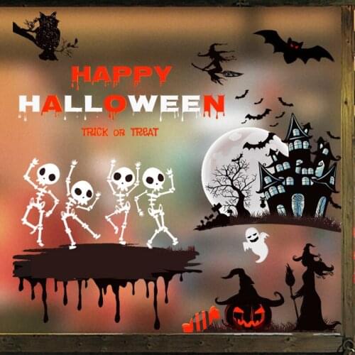 Wall Sticker Paste Static Mirror Glass Window Stickers Pumkin Spider Halloween Party Decoration Home Shop Stickers Scrapbooking