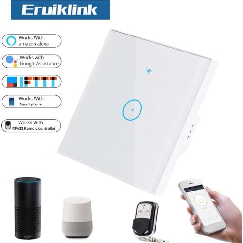 EU Type White Wifi Smart Wall Touch Switch 3 Gang Glass Panel APP Remote Control Work with Google Home and Alexa for Smart Life
