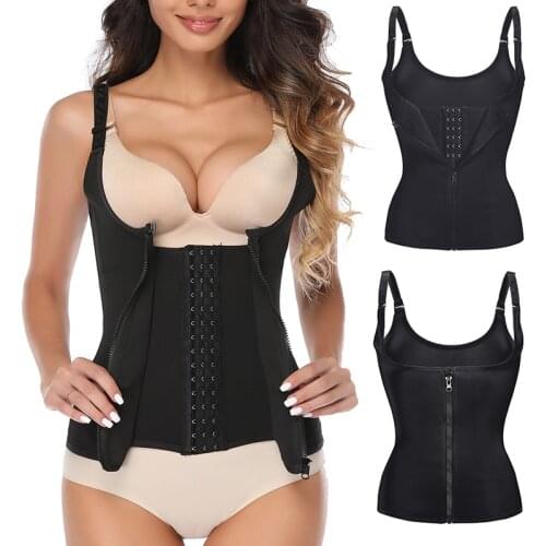 Neoprene Body Shaper Sauna Sweat Shapewear Weight Loss Corset Adjustable Vest Hook Zipper Workout Tank Top Waist Trainer Belt