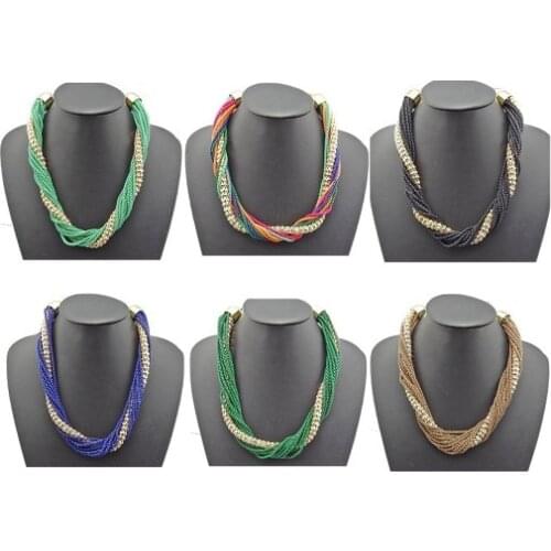 New European Vintage Style Fashion Multilay Snake Chains Tassel Link Choker Necklace Statement For Women Bijoux Jewelry