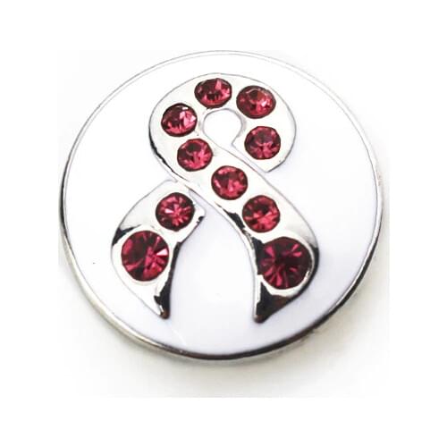 New Arrive 10pcs/lot Pink Crystal Ribbon Cancer Awareness Snap Buttons Charms Jewelry Ginger Snaps fit 18mm snap Jewelry