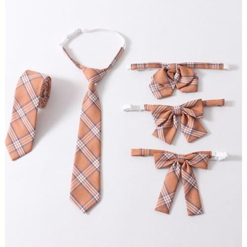 Jk Bow Tie New Orange Blue Plaid Neck Bow Cute Japanese School Girls Jk Uniform Student Bowknot Classic Jacquard Weave Necktie