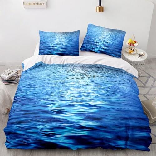 New Modern Simple 3D Print Blue Lake Bedding Set Blue Waves Bed Set Quilt Cover Home Textiles Duvet Covers Pillowcases