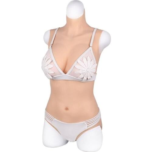 6G Upgrade M-C CUP Triangular Fake Vagina Artificial Boob Realistic Silicone Breast Bodysuit for Crossdresser Shemale Drag Queen