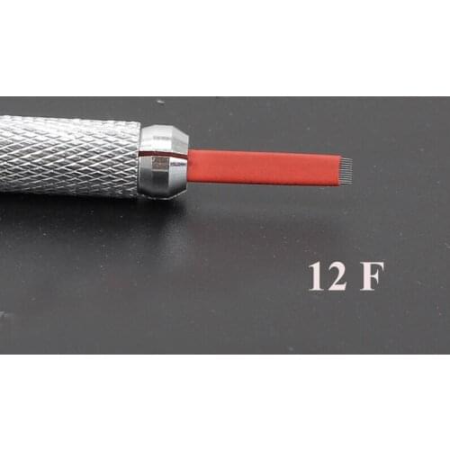 Wholesale 500 pcs Microblading FLAT SHADING Needles 12 pin Fog eyebrow needle Permanent Makeup Manual Eyebrow Blade