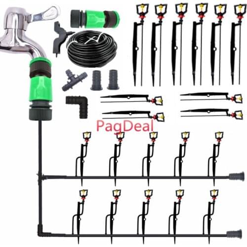 16PE Garden Irrigation Sprinkler System Agricultural Mist Stake Sprayer Greenhouse Outdoor Lawns Poultry Cooling Watering Kit