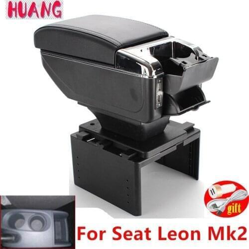 For Seat Leon Mk2 Armrest Box For Seat Leon Mk2 car Center Console Storage armrest Box modification accessories with USB