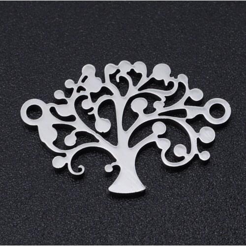 5pcs/lot 100% Stainless Steel Life Tree Connector Charms Wholesale Jewelry Making Charms Top Quality