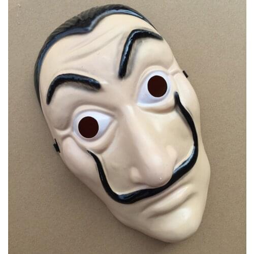 La Casa De Papel Full Face Mask plastic Salvador Dali Costume Movie Mask For Realistic Halloween Party Night Club#819