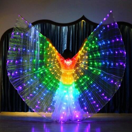 Stage Performance Props Women Dance Accessory LED Dance Wings Light Up Wing Costume LED Dance Wings Rainbow Colors