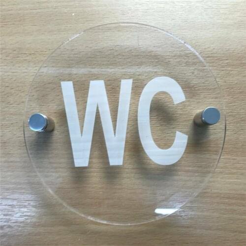 DIY House Number Customized Round WC Toilet Sign Clear Gloss 5MM Acrylic Premium Vinyl 2 Sizes
