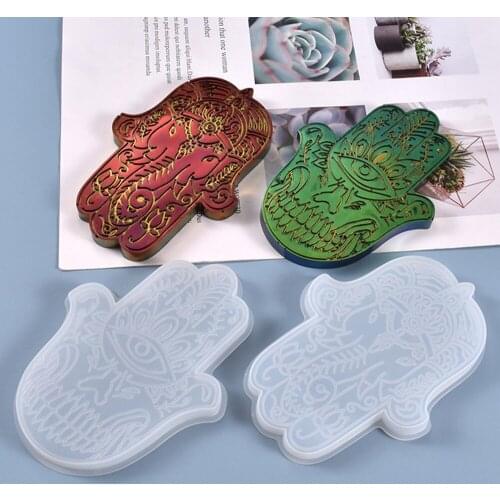DIY Hand of Fatima Crystal Epoxy Mold Home Decorations Cool Hand of Fatima Swing Table Jewelry Silicone Mold Hanging Pendants