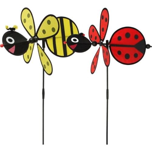 Bumble Bee / Ladybug Windmill Whirligig Wind Spinner Home Yard Garden Decor