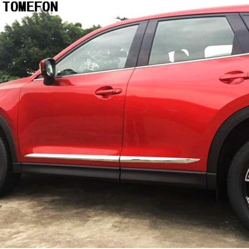 TOMEFON For Mazda CX-5 CX5 2017 2018 ABS Chrome Side Body Molding Cover Trim Decoration Car Cover Styling 4Pcs/Set
