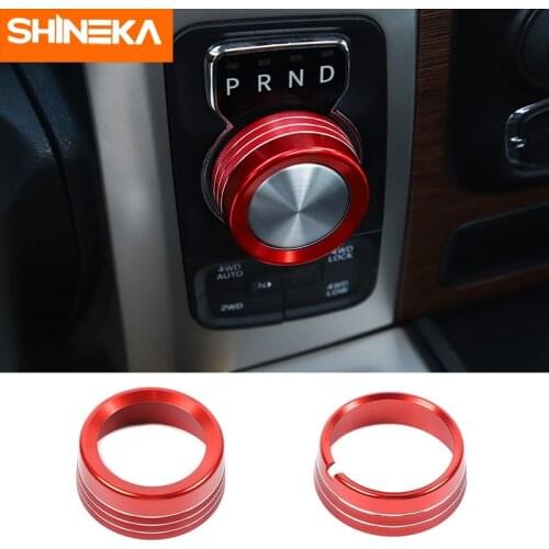 SHINEKA Interior Mouldings Car Headlight Switch Button Gear Knob Decoration Ring Covers Accessories For Dodge RAM 1500 2010-2017