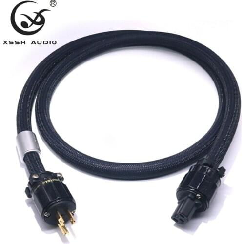 XSSH hifi Hi-End Hifi DIY 15A OFC Pure Copper US+ IEC 3 pin pins AC Female Male Gold Plated Power Cable Cord Wire