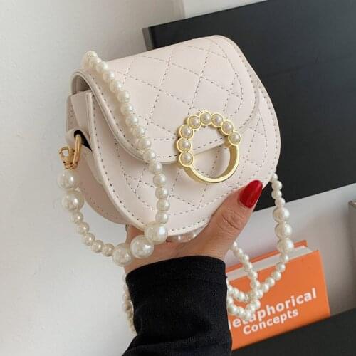 High Quality Ladies Mini Bag 2021 New Korean Version of All-match Messenger Bag European and American Pearl Chain Shoulder Bag