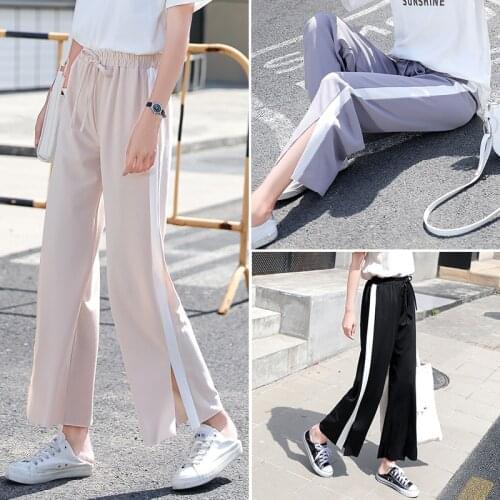 Women spring trousers loose paper bag pants Tall waist pantalones Wide leg pants Spring 2019 style plus-size Harem pants