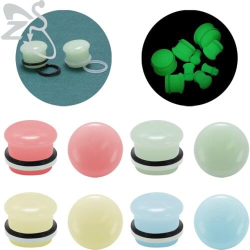 ZS 1 Pair Stone Ear Plug And Tunnel Unisex 5-18mm Ear Gauges Glow in Dark Flesh Sterchers Expanders 4 Colors Piercing Jewelry