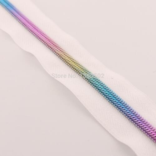 10Yards rainbow color Nylon Teeth Zipper DIY Leather bag garment accessories for clothing